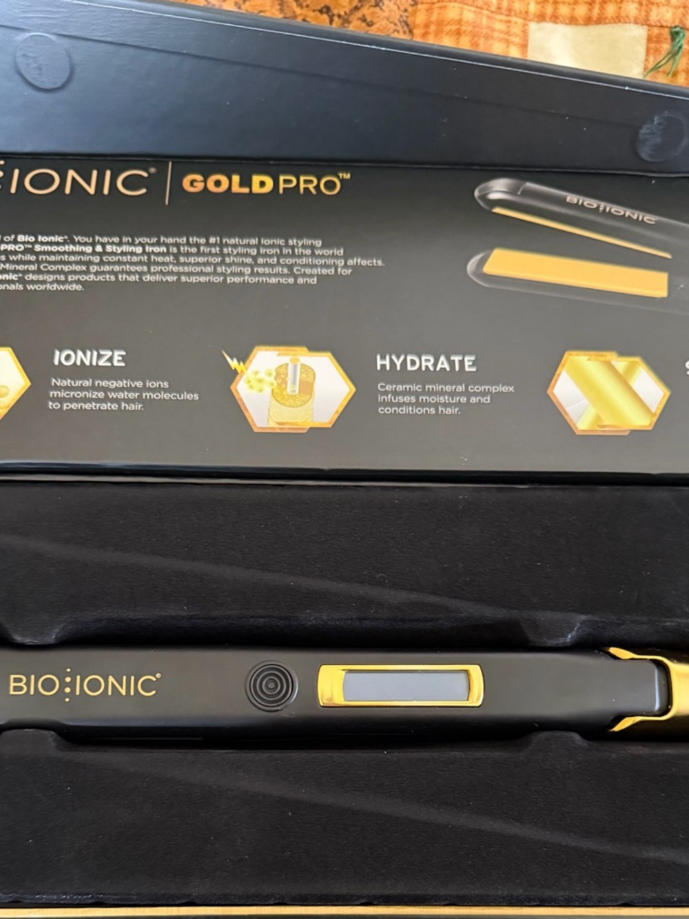 Bio Ionic GoldPro Black and Gold Hair Straightener